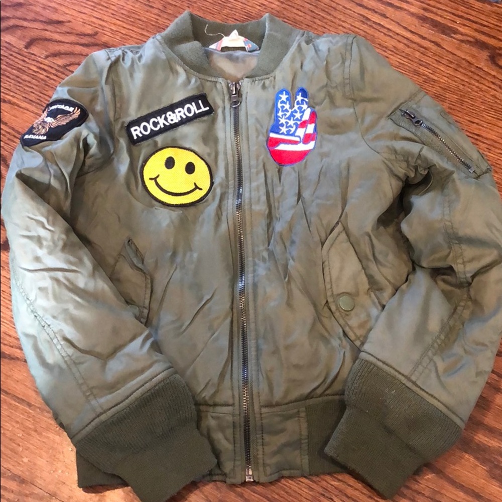 Girls bomber jacket with patches